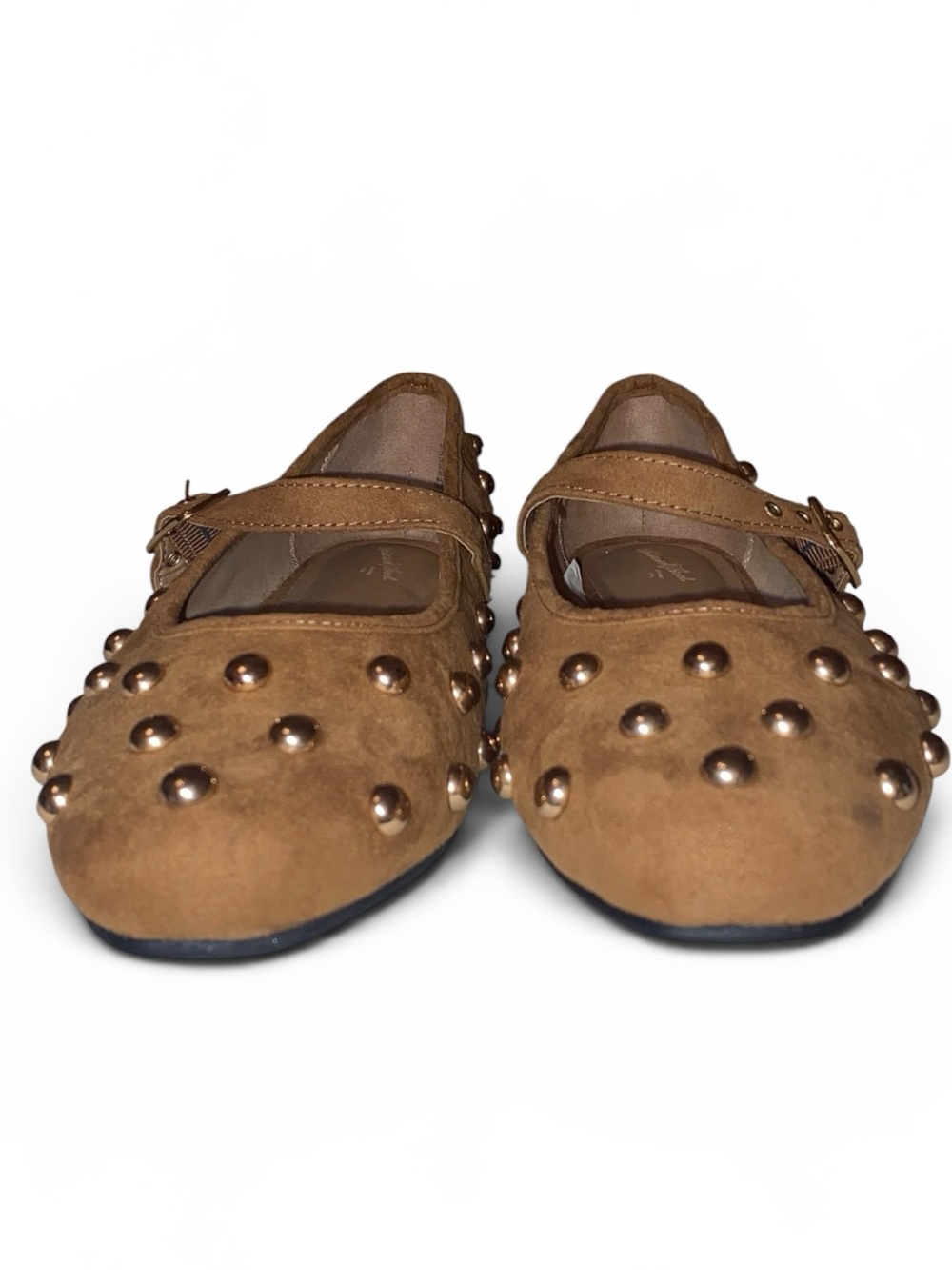 UNIVERSAL THREAD Penny Gold Studded Mary Jane Casual Flats Cognac Brown Size 11 - Picture 6 of 9